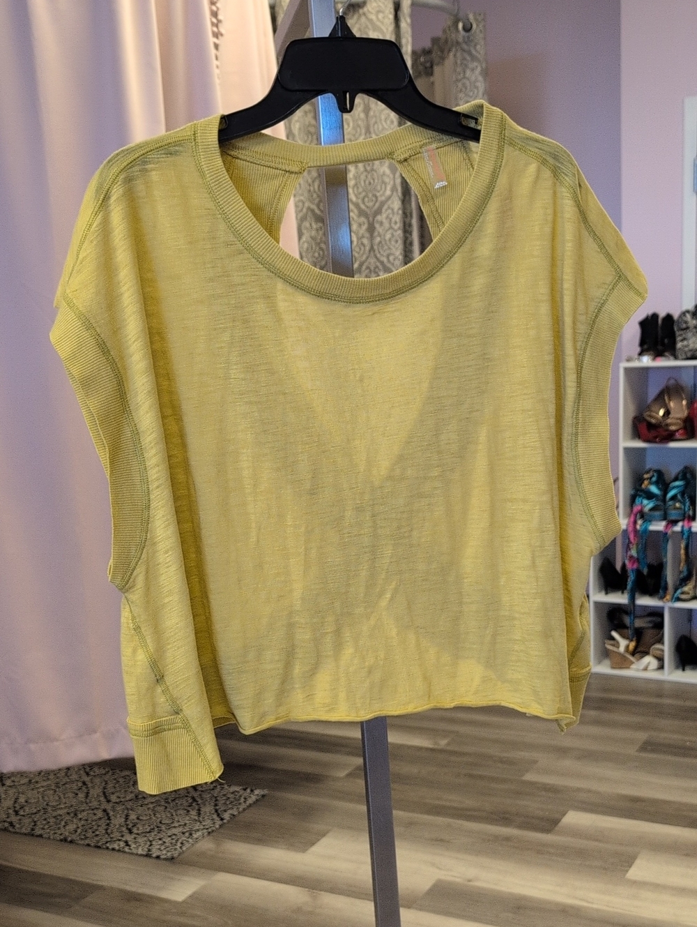 FP Movement by Free People Yellow Cropped Boxy Tee